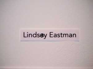 Her handiwork.  It's Lindsey with an E Y.